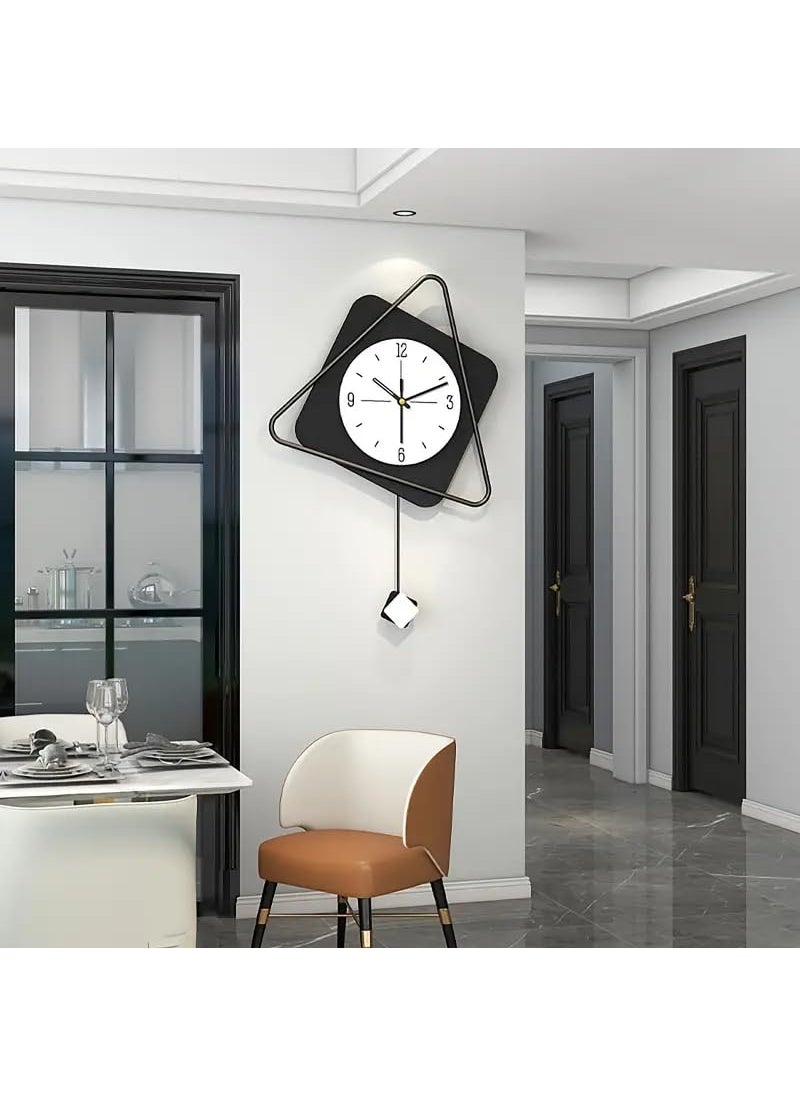 waqif Non Ticking Silent Analog Wall Clock, Wall Clock with Pendulum for Home Living Room Hall Bedroom, Triangular Dial Analog Pendulum Wall Clock for Living Room