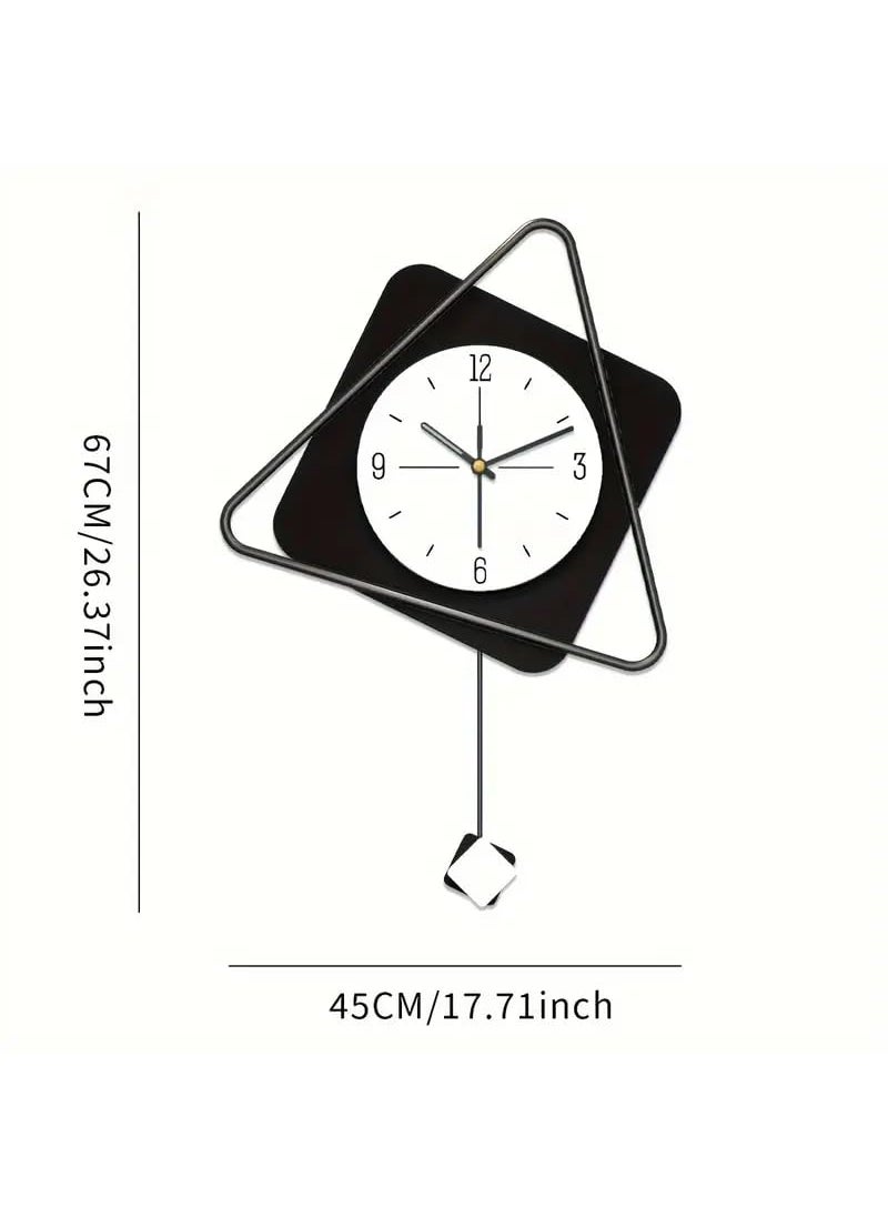 waqif Non Ticking Silent Analog Wall Clock, Wall Clock with Pendulum for Home Living Room Hall Bedroom, Triangular Dial Analog Pendulum Wall Clock for Living Room