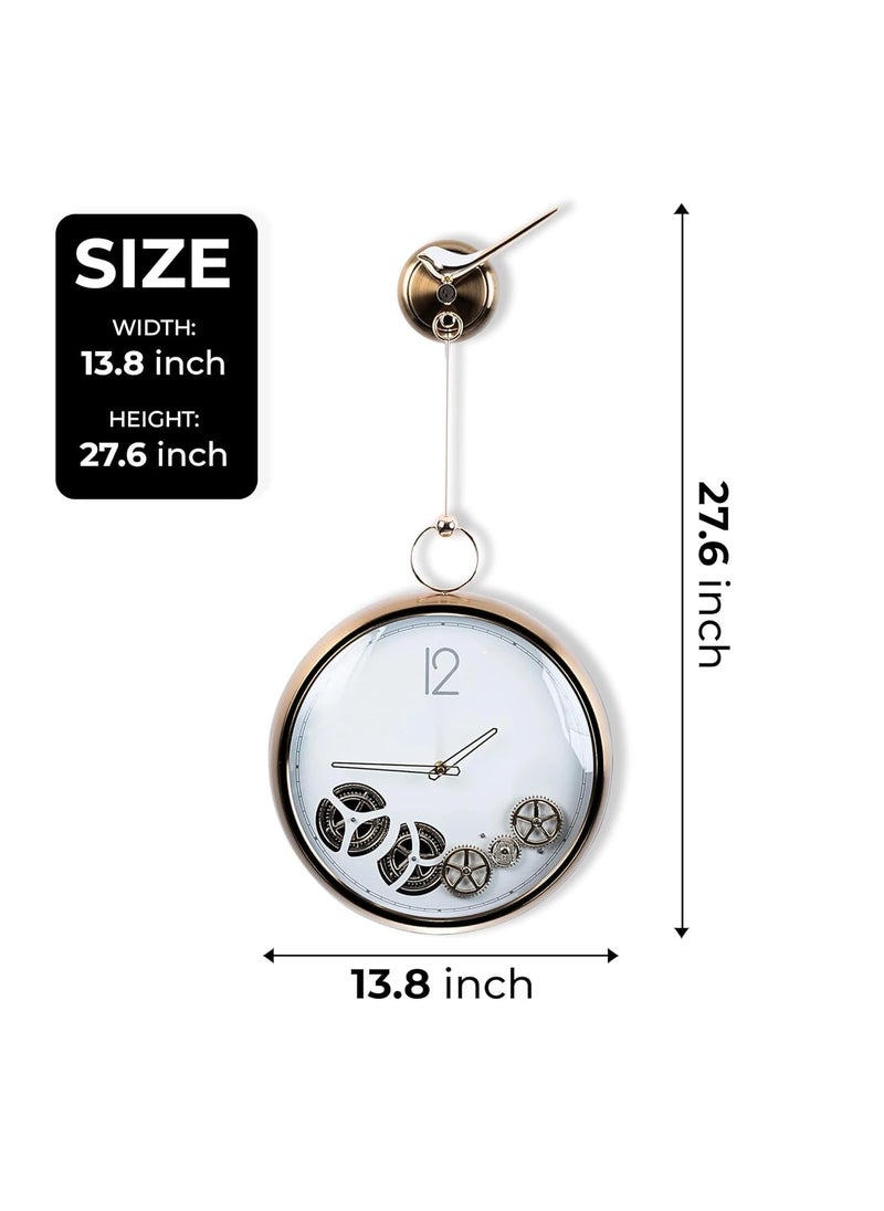 waqif Home Decoration European Wall Clock | Steampunk Moving Gear Wall Clock for Home Decor Office | Pendulum Wall Clock | Birds Pendulum Wall Clock | Decor Art & Hanging Decorative