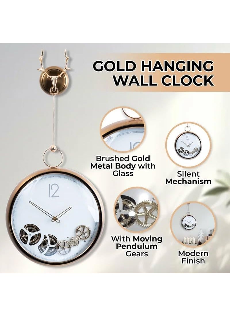 waqif Home Decoration European Wall Clock | Steampunk Moving Gear Wall Clock for Home Decor Office | Pendulum Wall Clock | Birds Pendulum Wall Clock | Decor Art & Hanging Decorative