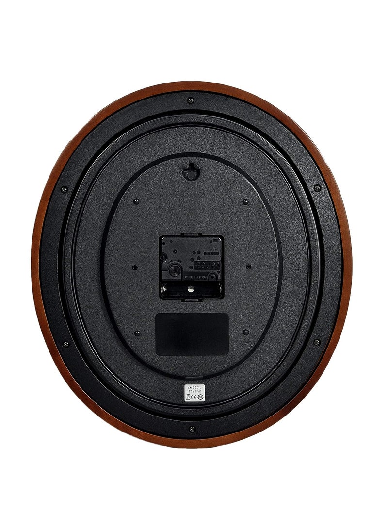 RHYTHM Japan Wooden Case 12.9 Inch Step Movement Wall Clock (Brown, 28.8x33x4.5Cms)