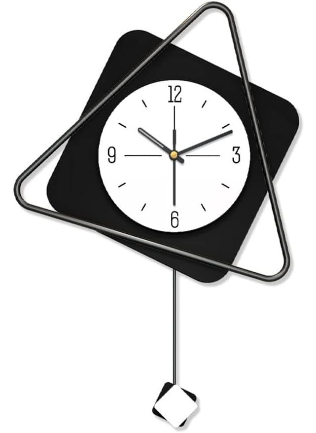 waqif Large Wall Clocks for Living Room Decor Modern Pendulum Wall Clock Silent Quartz Battery Operated Non-Ticking for Bedroom Kitchen Office Black Metal Deer Clock Wall Decor for Home Indoor
