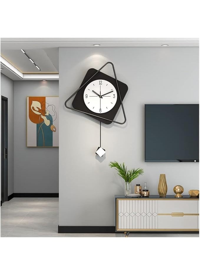 waqif Large Wall Clocks for Living Room Decor Modern Pendulum Wall Clock Silent Quartz Battery Operated Non-Ticking for Bedroom Kitchen Office Black Metal Deer Clock Wall Decor for Home Indoor