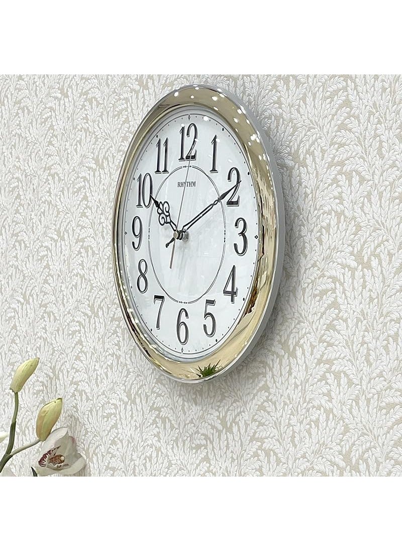 RHYTHM (Japan Plastic Case Silent Silky Move, Convex Glass, Golden Dial Plastic Case Dimation - ?30.3x30.3x4.2cms / 720g