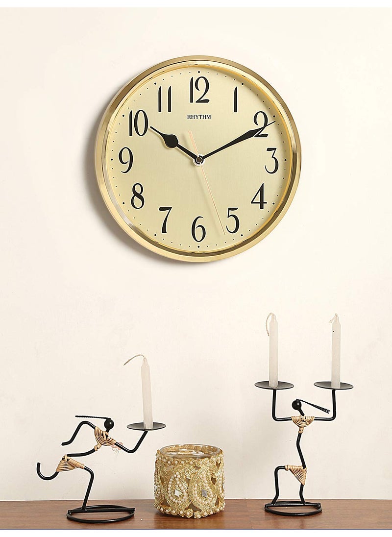 RHYTHM (Japan Plastic Round Clock Value Added Wall Clock 3D Numerals, Silent Silky Move Plastic Case Analogue ⌀24x24x5.0cms