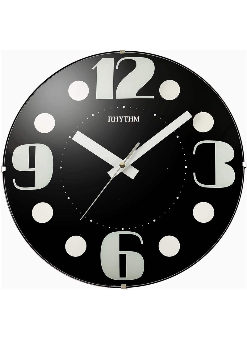 RHYTHM (Japan Plastic Round Clock Value Added Wall Clock 3D Numerals, Silent Silky Move, Pearl Printing Dial Plastic Case Analogue ⌀30x30x5.0cms