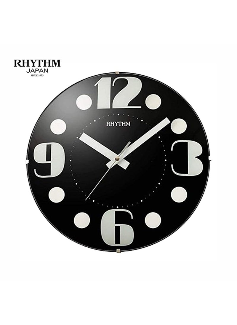 RHYTHM (Japan Plastic Round Clock Value Added Wall Clock 3D Numerals, Silent Silky Move, Pearl Printing Dial Plastic Case Analogue ⌀30x30x5.0cms