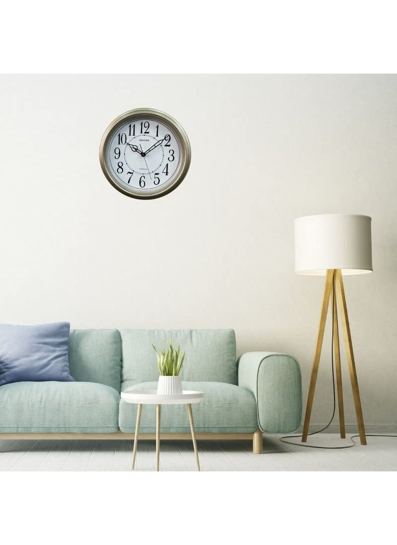 RHYTHM (Japan Classic Round Plastic Case Golden Color Arabic Numerals Analog Home/Office Décor Wall Clock (Size: 36 x 5.6 x 36 CM | Weight: 900 grm)