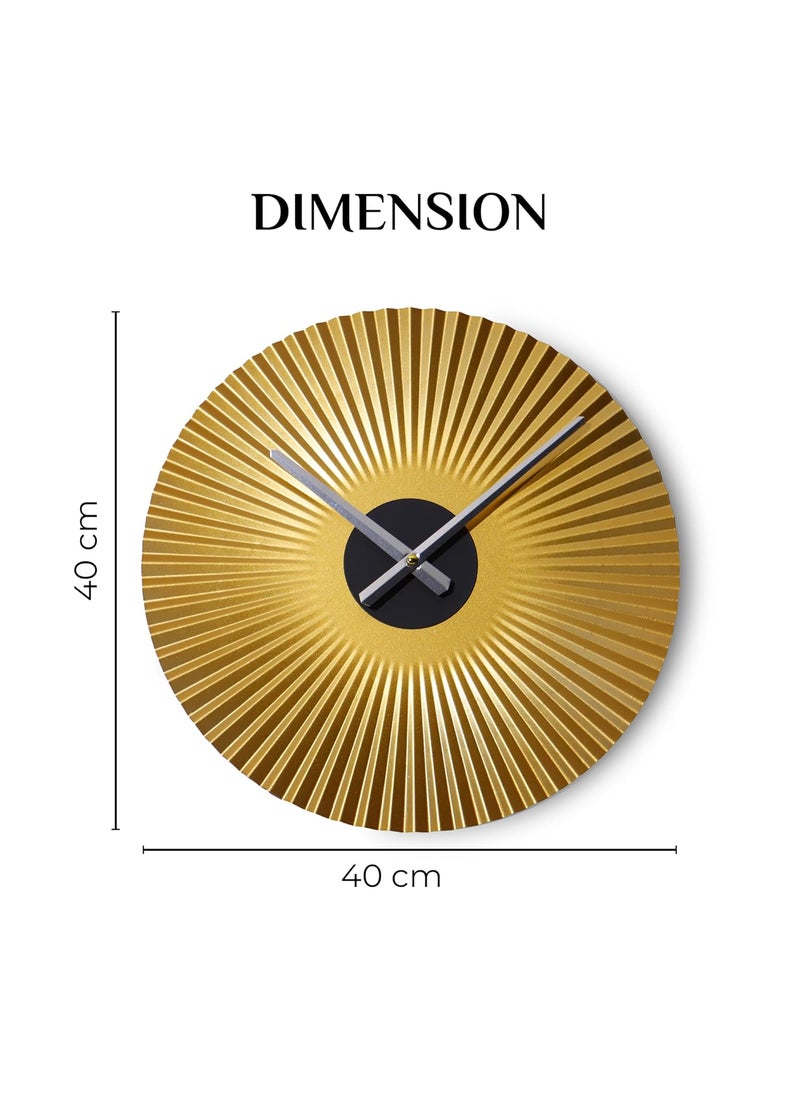 Lumia Luxury Metallic Finish Wall Clock |Golden| Whisper Quiet Movement Wall Clock|Perfect Home Decor|Wall Clock for Living Room, Bedroom| 40 cm | Great Gifting Item for Housewarmings, Weddings.