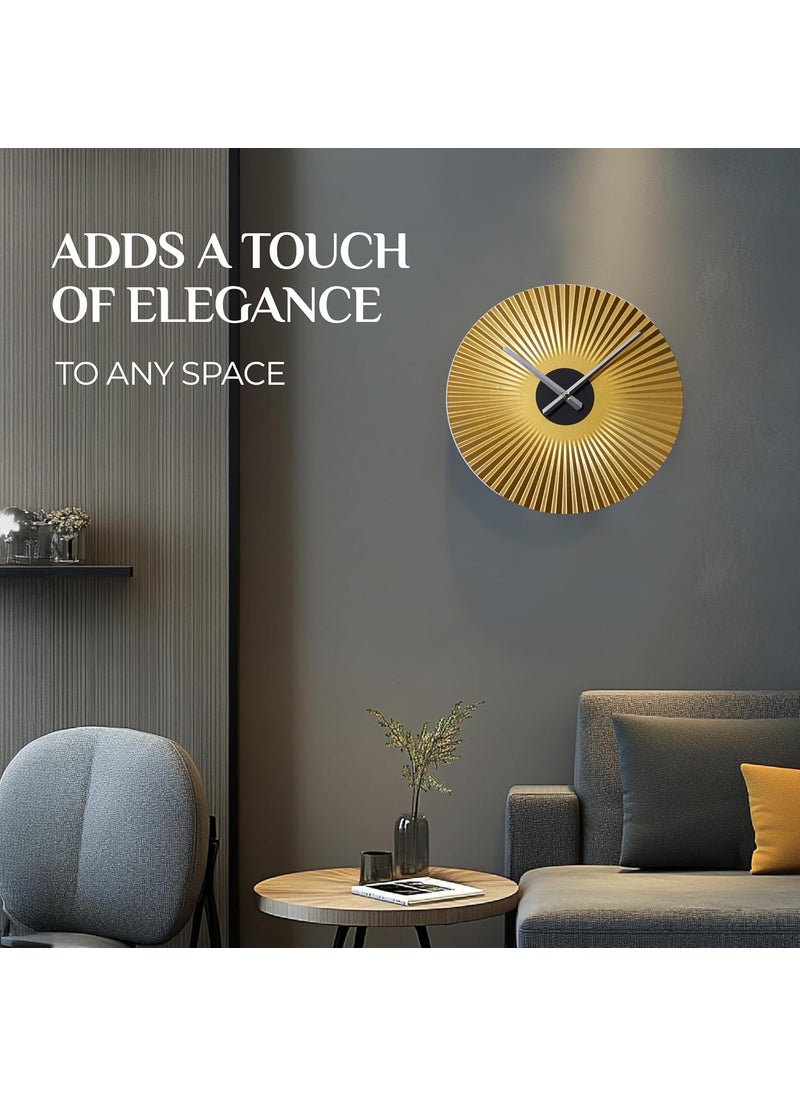 Lumia Luxury Metallic Finish Wall Clock |Golden| Whisper Quiet Movement Wall Clock|Perfect Home Decor|Wall Clock for Living Room, Bedroom| 40 cm | Great Gifting Item for Housewarmings, Weddings.