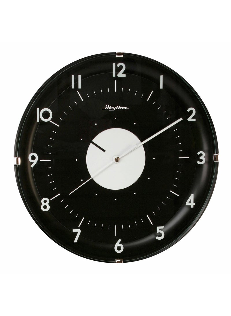 RHYTHM(Japan Hour Disc Printing Glass Silent Silky Move Wall Clock ?30.0x4.5cm