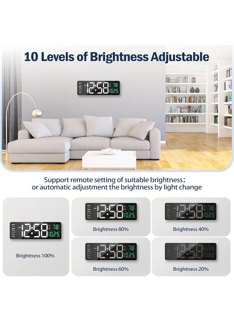 DARKNESS Digital Wall Clock, 16.2” Digital Clock Large Display, Dual Alarms, Automatic Brightness Dimmer- Easy Track The Time, Date, Day of Week and Temperature, with Remote Control (Multicolour)