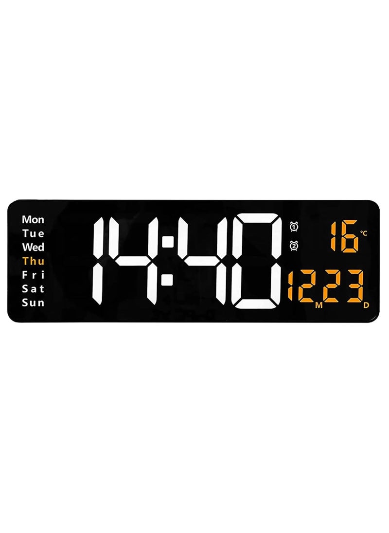 DARKNESS Digital Wall Clock, 16.2” Digital Clock Large Display, Dual Alarms, Automatic Brightness Dimmer- Easy Track The Time, Date, Day of Week and Temperature, with Remote Control (Multicolour)