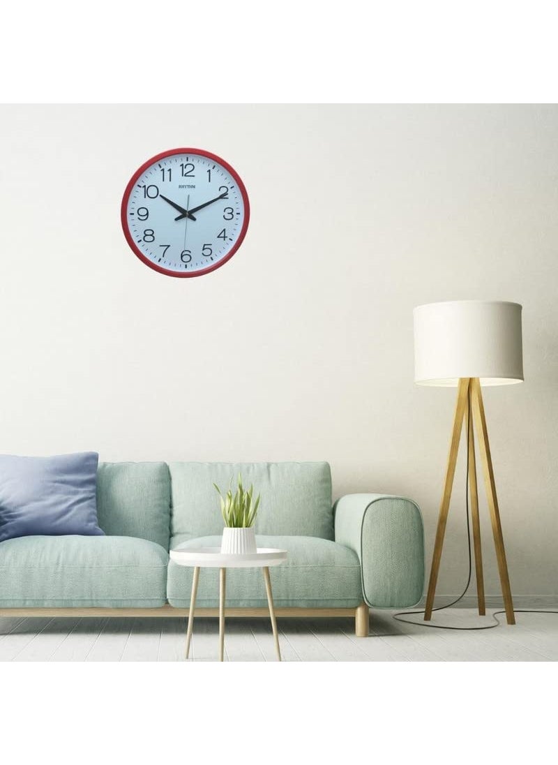 RHYTHM (Japan Elegant Round Red Plastic Case Full Figure White Dial Analog Home/Office Décor Wall Clock (Size: 36 x 5 x 36 CM | Weight: 700 grm)