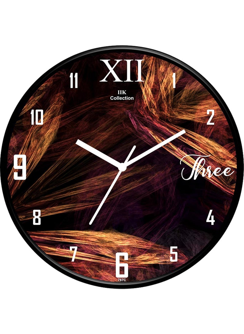 IIK COLLECTION Designer Analouge Round Wall Clock with Glass for Home/Kitchen/Living Room/Bed Room/Office, Size (28 cm x 28 cm x 6 cm) (IIK-787C-WC)