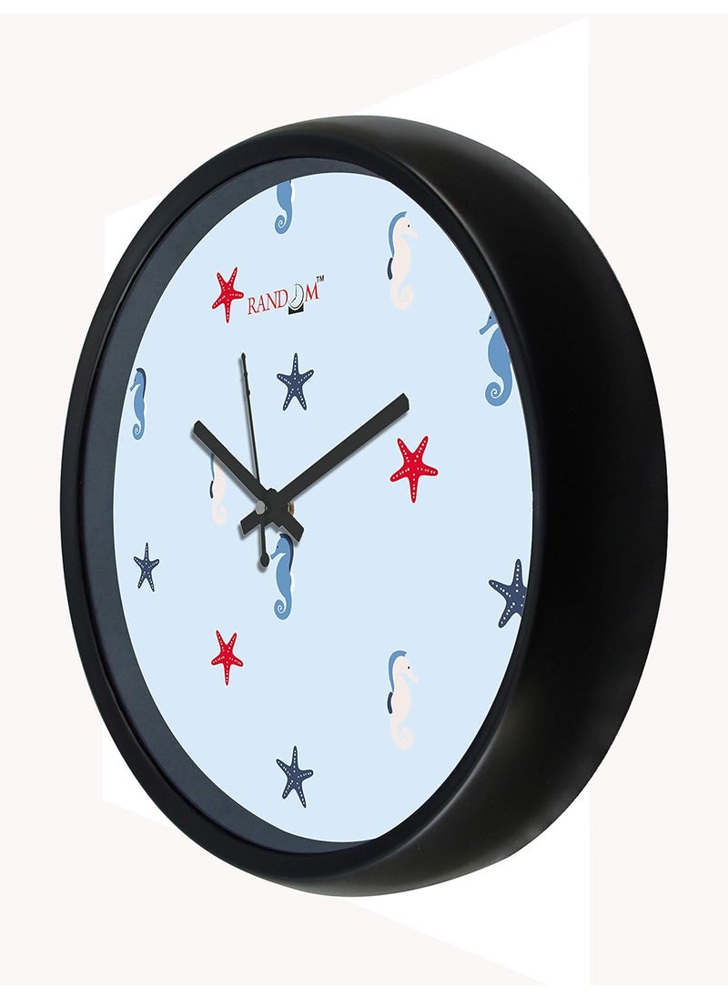 RANDOM Marine Life Plastic Wall Clock (30cmX30cmX5cm, Black)