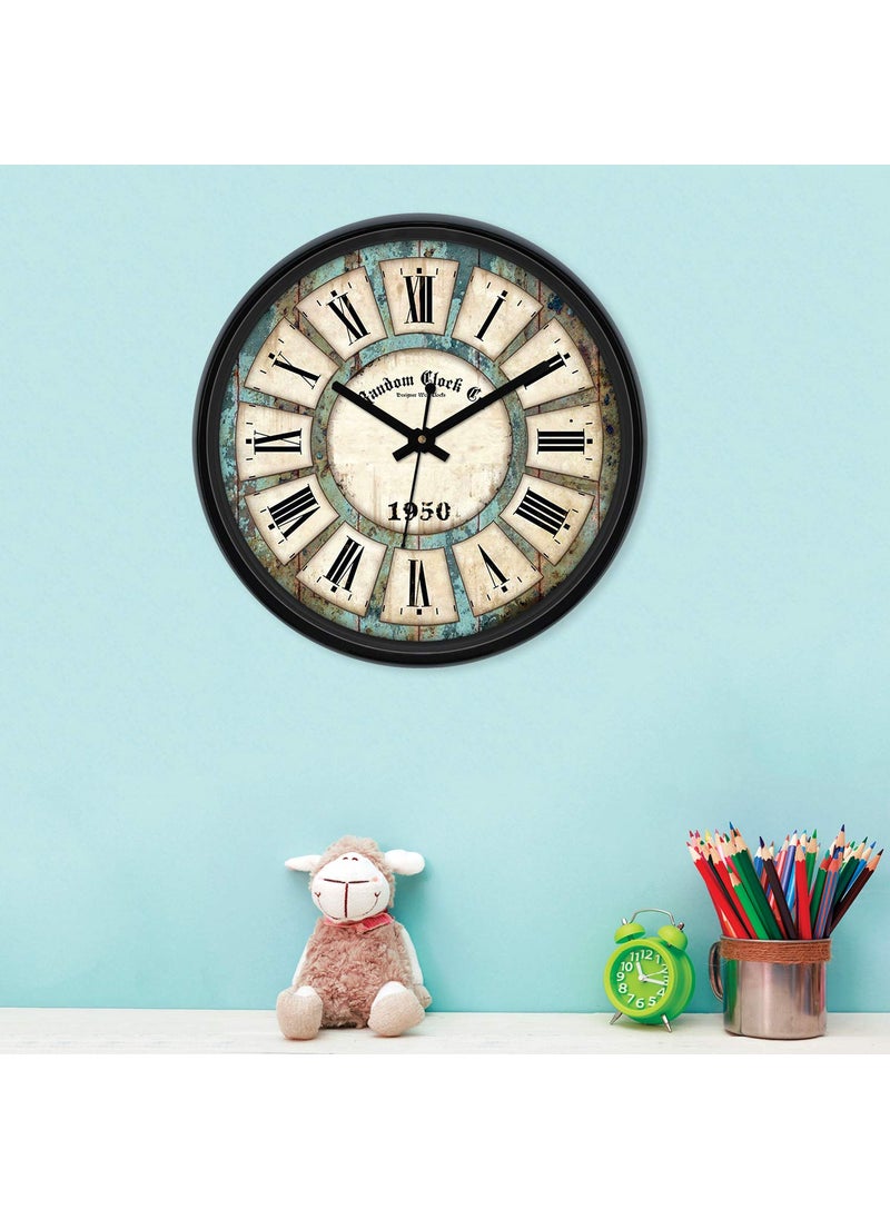 RANDOM Wall Clock for Living Room, Bedroom, Home, Office, Kitchen, Round Shaped Designer Plastic Wall Clock for Home Decor, 12- inch, Black 30 x 30 cm(RC-0638_MF)