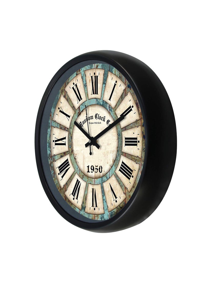 RANDOM Wall Clock for Living Room, Bedroom, Home, Office, Kitchen, Round Shaped Designer Plastic Wall Clock for Home Decor, 12- inch, Black 30 x 30 cm(RC-0638_MF)