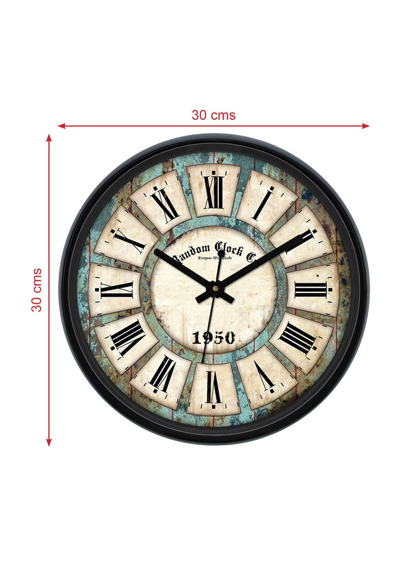 RANDOM Wall Clock for Living Room, Bedroom, Home, Office, Kitchen, Round Shaped Designer Plastic Wall Clock for Home Decor, 12- inch, Black 30 x 30 cm(RC-0638_MF)