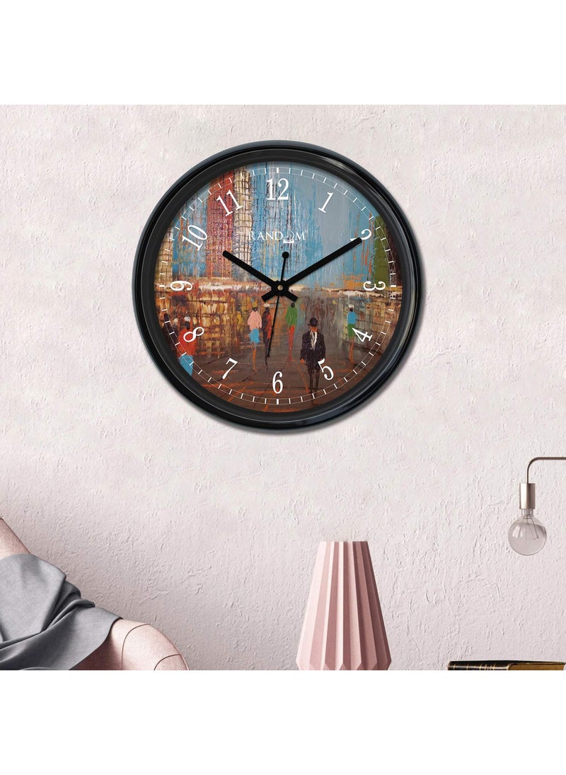 Random Wall Clock For Living Room, Bedroom, Home, Office, Kitchen, Round Shaped Designer Plastic Wall Clock For Home Decor, 12- inch, Black 30 x 30 cm(RC-6470)