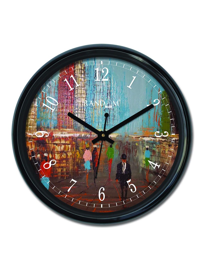 Random Wall Clock For Living Room, Bedroom, Home, Office, Kitchen, Round Shaped Designer Plastic Wall Clock For Home Decor, 12- inch, Black 30 x 30 cm(RC-6470)