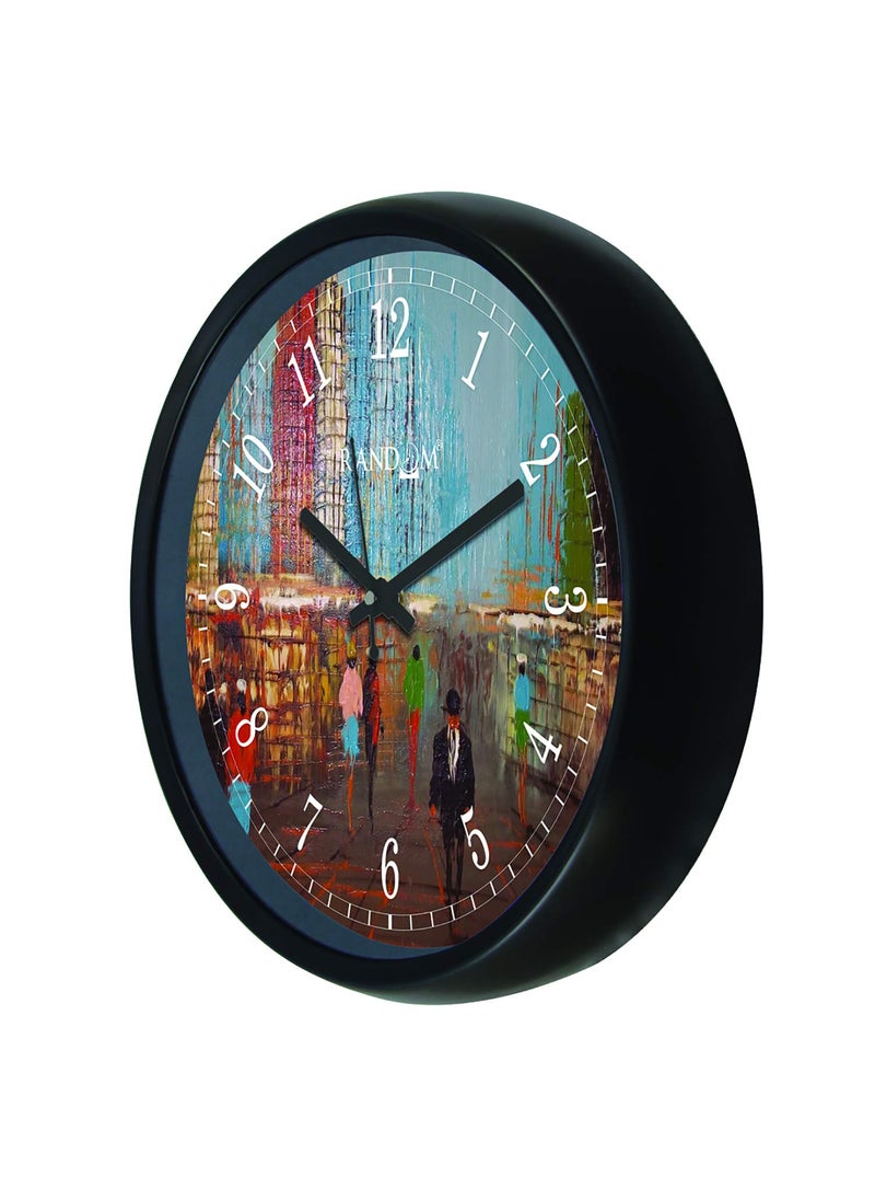 Random Wall Clock For Living Room, Bedroom, Home, Office, Kitchen, Round Shaped Designer Plastic Wall Clock For Home Decor, 12- inch, Black 30 x 30 cm(RC-6470)