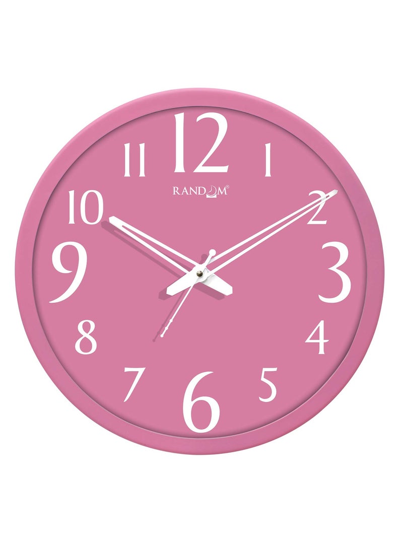 RANDOM Timeless Beauty: Pink and White 12-inch Wall Clock with Glass