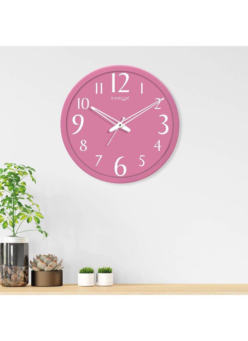 RANDOM Timeless Beauty: Pink and White 12-inch Wall Clock with Glass