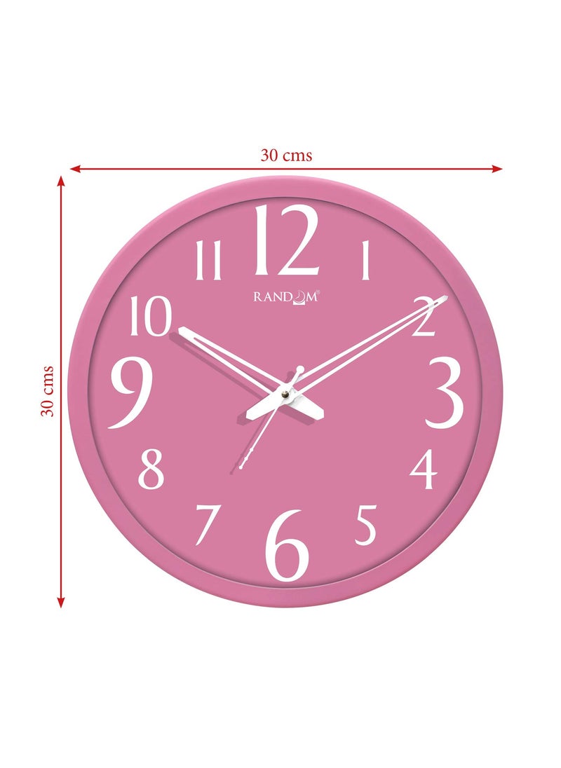 RANDOM Timeless Beauty: Pink and White 12-inch Wall Clock with Glass