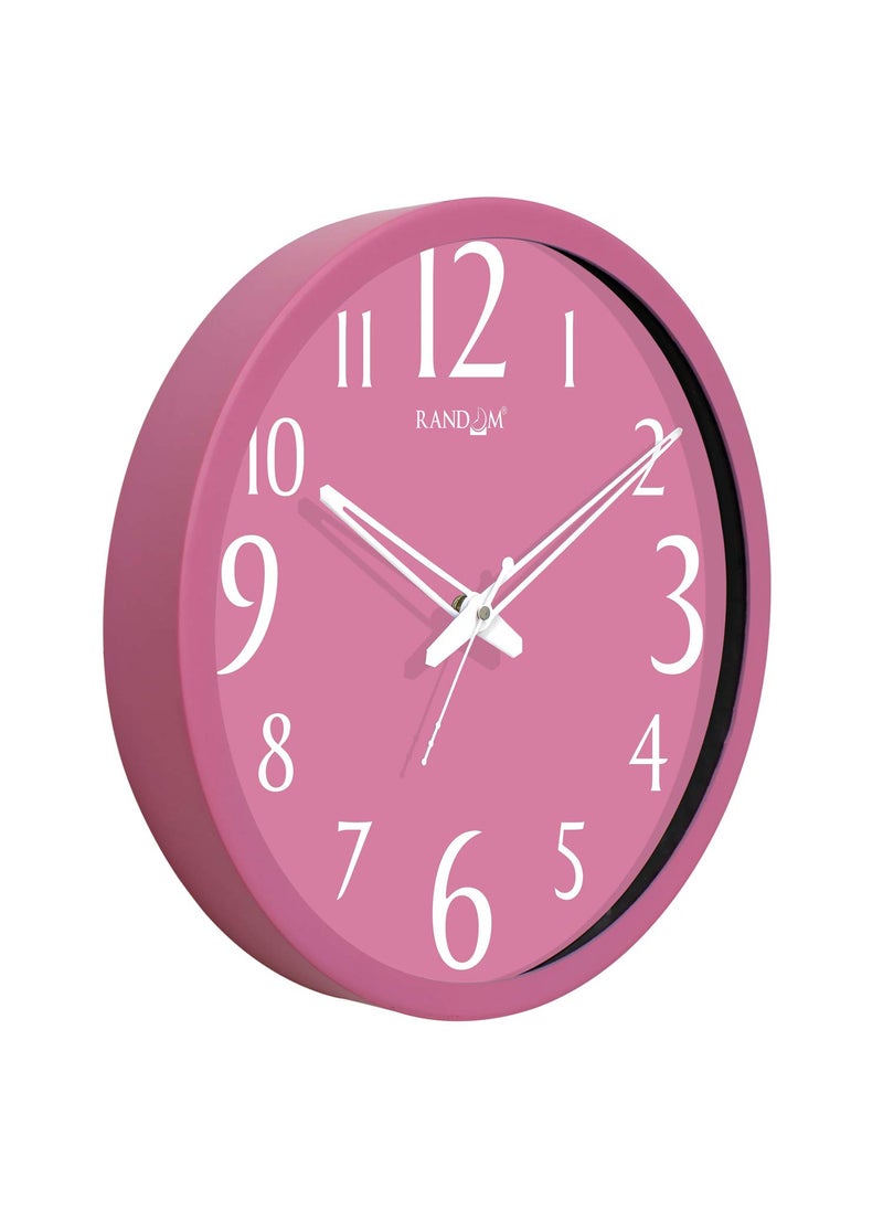 RANDOM Timeless Beauty: Pink and White 12-inch Wall Clock with Glass