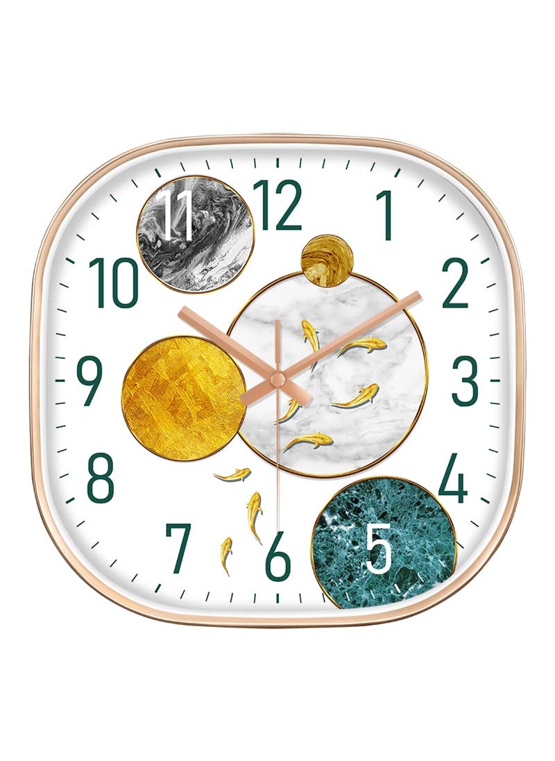 STAR WORK Quartz 12 Inches Premium Wall Clock for Home Stylish Latest Modern Design | Non Ticking Silent Wall Clock - Zero Sound & Disturbance Analog Clock (Sun Fish Square)