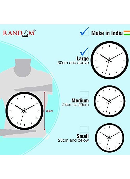 RANDOM 12-inch Plastic & Glass Decorative Wall Clocks for Home,Living Room, Lobby, Kitchen, Plastic Analog Stylish Wall Clock