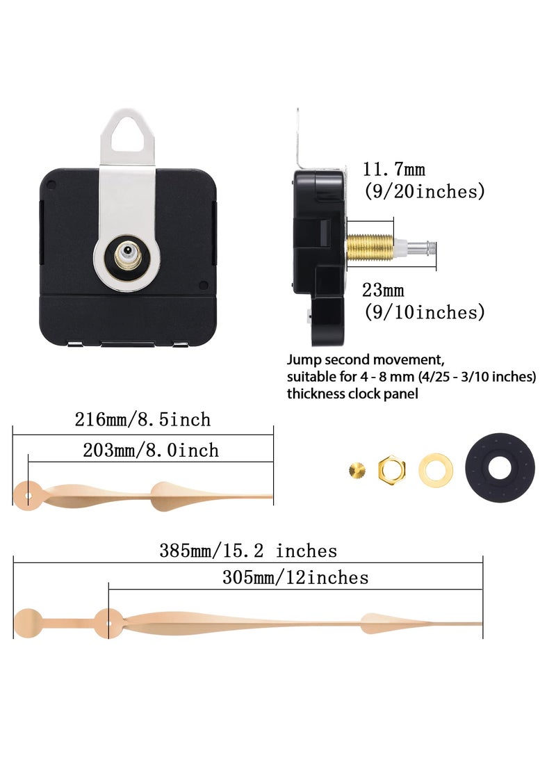 Clock Mechanism Replacement High Torque Quartz Clock Movement with 12 Inch Long Spade Hands for DIY Clock