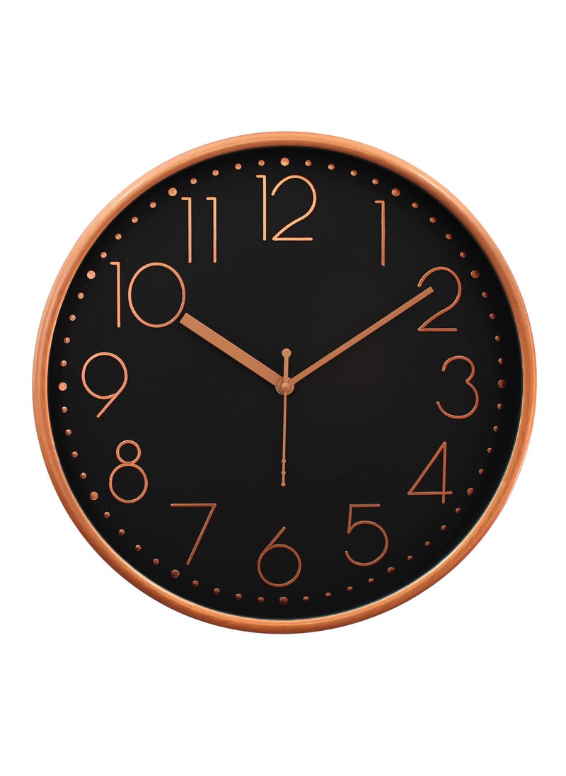 RANDOM Stylish Non Ticking Silent Wall Clocks Battery Operated Big Numbers Decorative Wall Clocks for Living Room, Bedroom, Kitchen, Lobby - Metallic Finish Frame Glass Cover (Copper) - Analog, 30 Cm