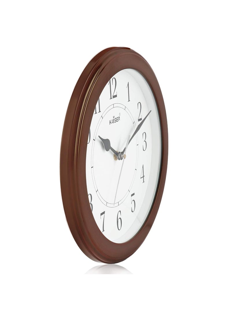 KAISER 10 Inch Quartz Wall Clock - Silent Analog Clock for Home & Office (Rosewood 03)