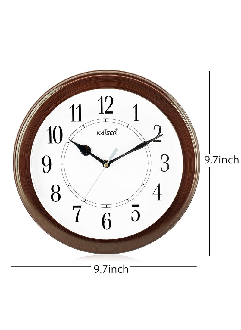 KAISER 10 Inch Quartz Wall Clock - Silent Analog Clock for Home & Office (Rosewood 03)