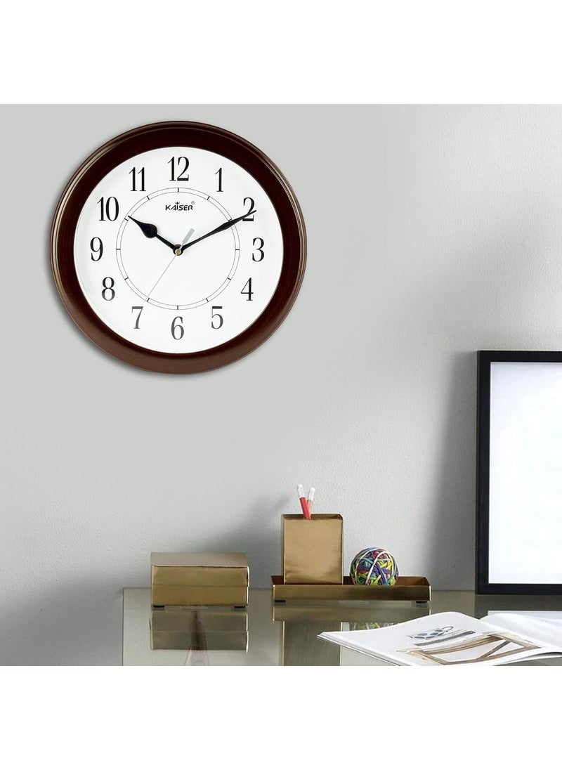 KAISER 10 Inch Quartz Wall Clock - Silent Analog Clock for Home & Office (Rosewood 03)