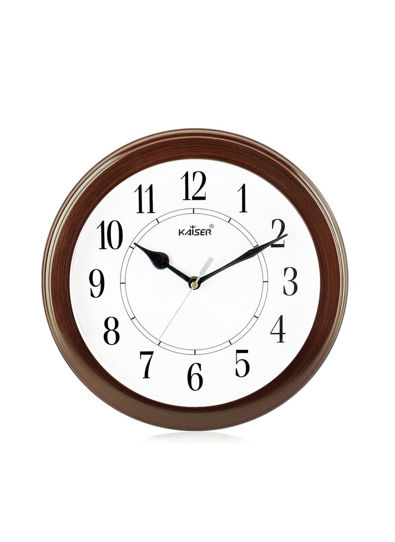 KAISER 10 Inch Quartz Wall Clock - Silent Analog Clock for Home & Office (Rosewood 03)