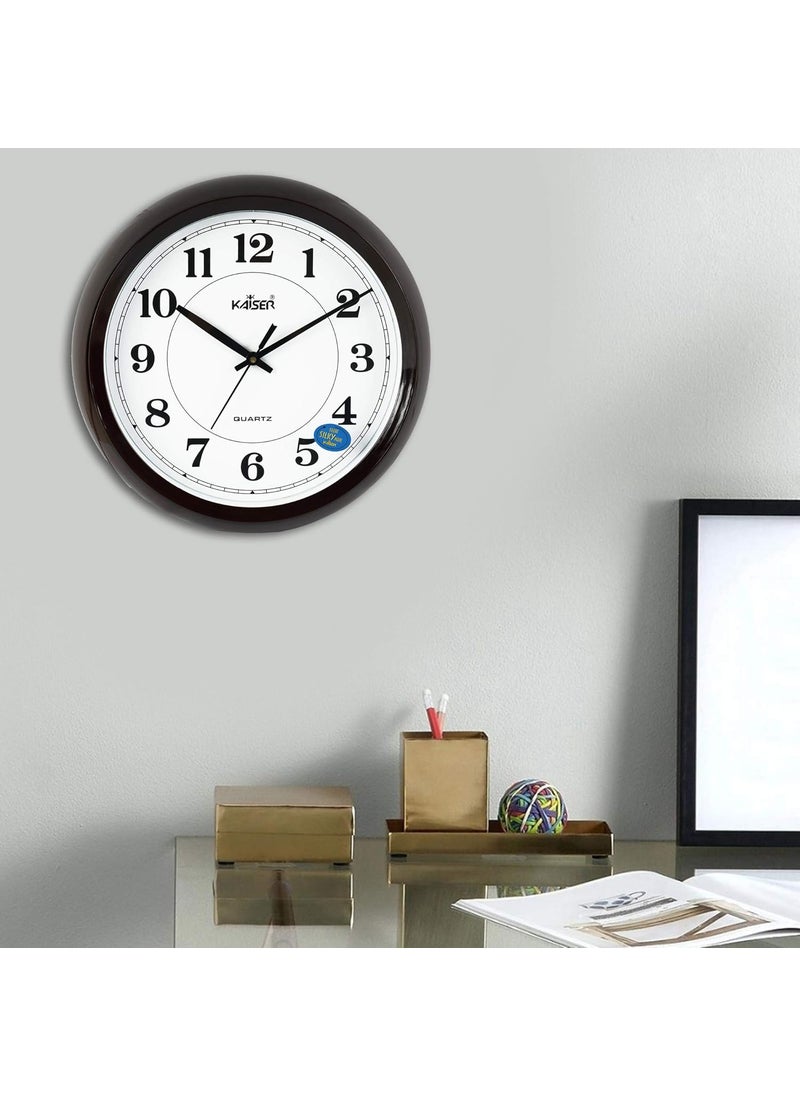 KAISER 13 Inch Quartz Wall Clock - Soft Ticking Analog Clock for Living Room, Office, Kitchen & Dining Room (Rosewood)