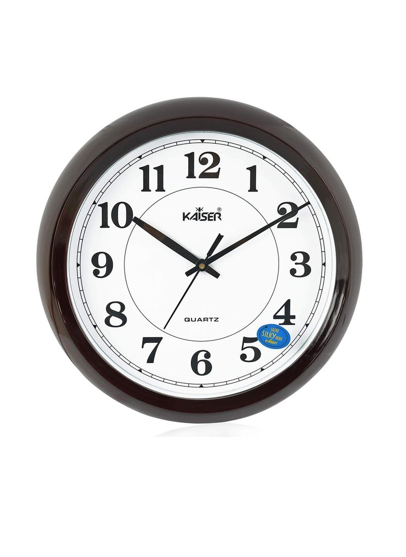 KAISER 13 Inch Quartz Wall Clock - Soft Ticking Analog Clock for Living Room, Office, Kitchen & Dining Room (Rosewood)