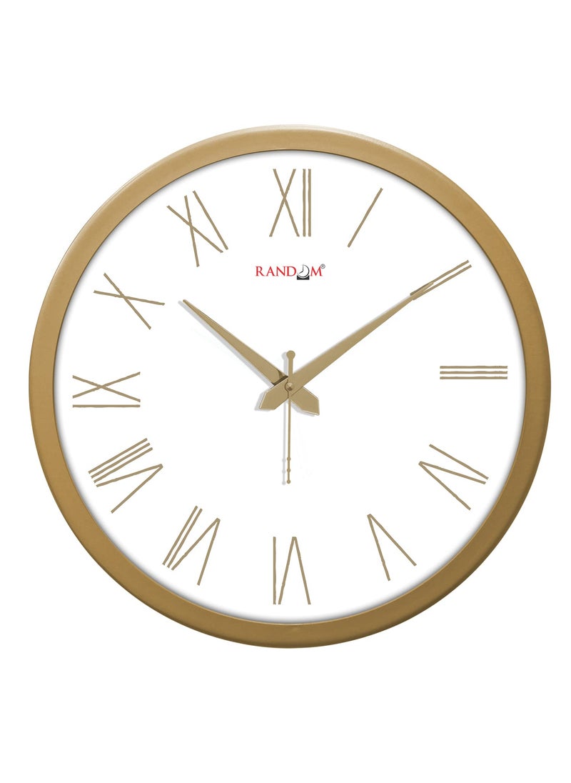 RANDOM 12 Inch Roman Numbers Modern Stylish Tic TOC Wall Clock for Home, Living Room, Bedroom, Lobby, Office, and Kitchen (Golden)