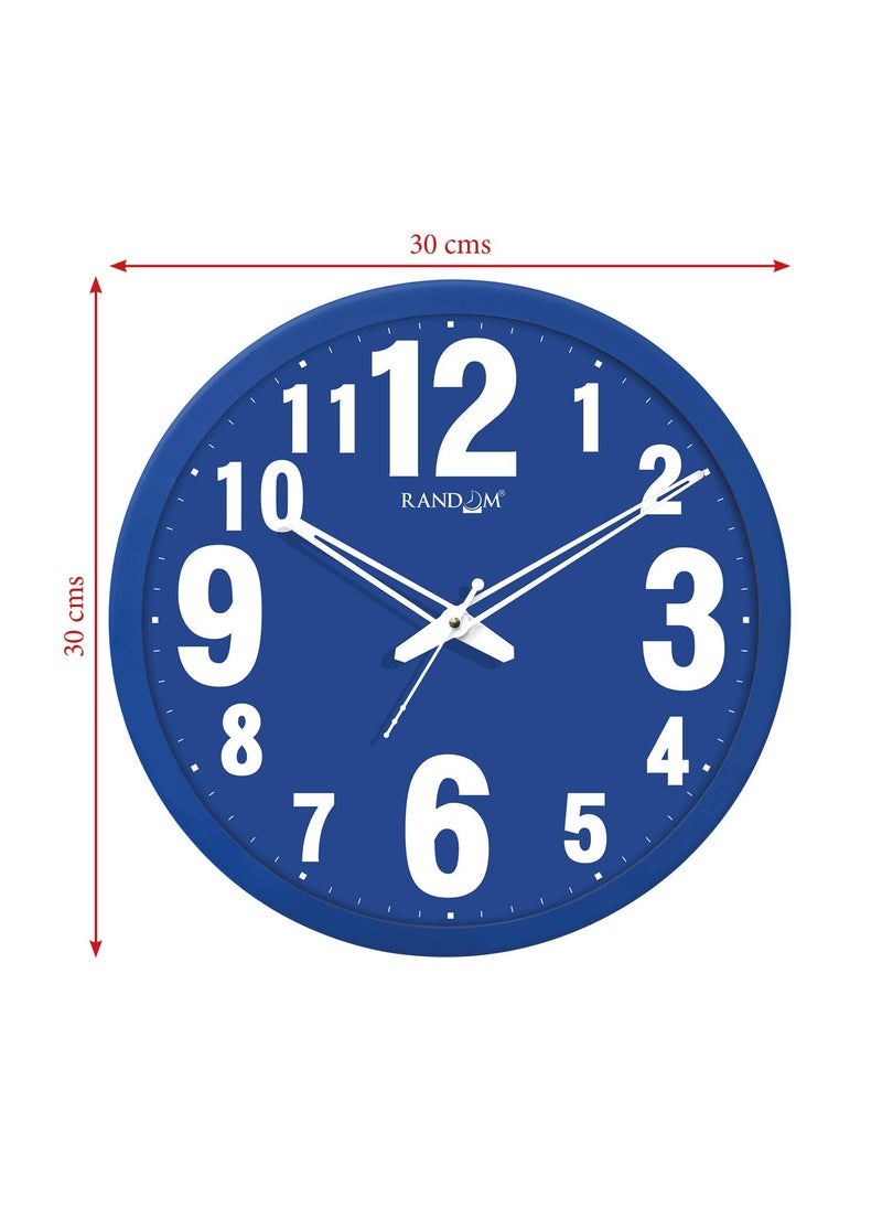 RANDOM Plastic & Glass Big Size Quartz Movement Wall Clock (Blue, 12- inch, 30 x 30 cm, RC-60436, Big Font)