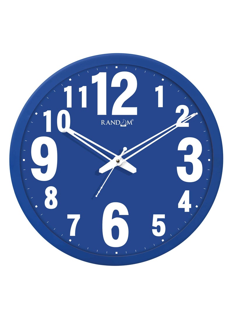 RANDOM Plastic & Glass Big Size Quartz Movement Wall Clock (Blue, 12- inch, 30 x 30 cm, RC-60436, Big Font)