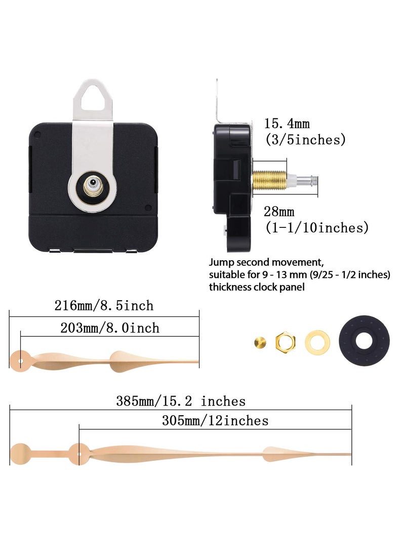 Hicarer High Torque Long Shaft Clock Movement Mechanism Clock Replacement Clock Motor with 12 Inch Long Spade Hands