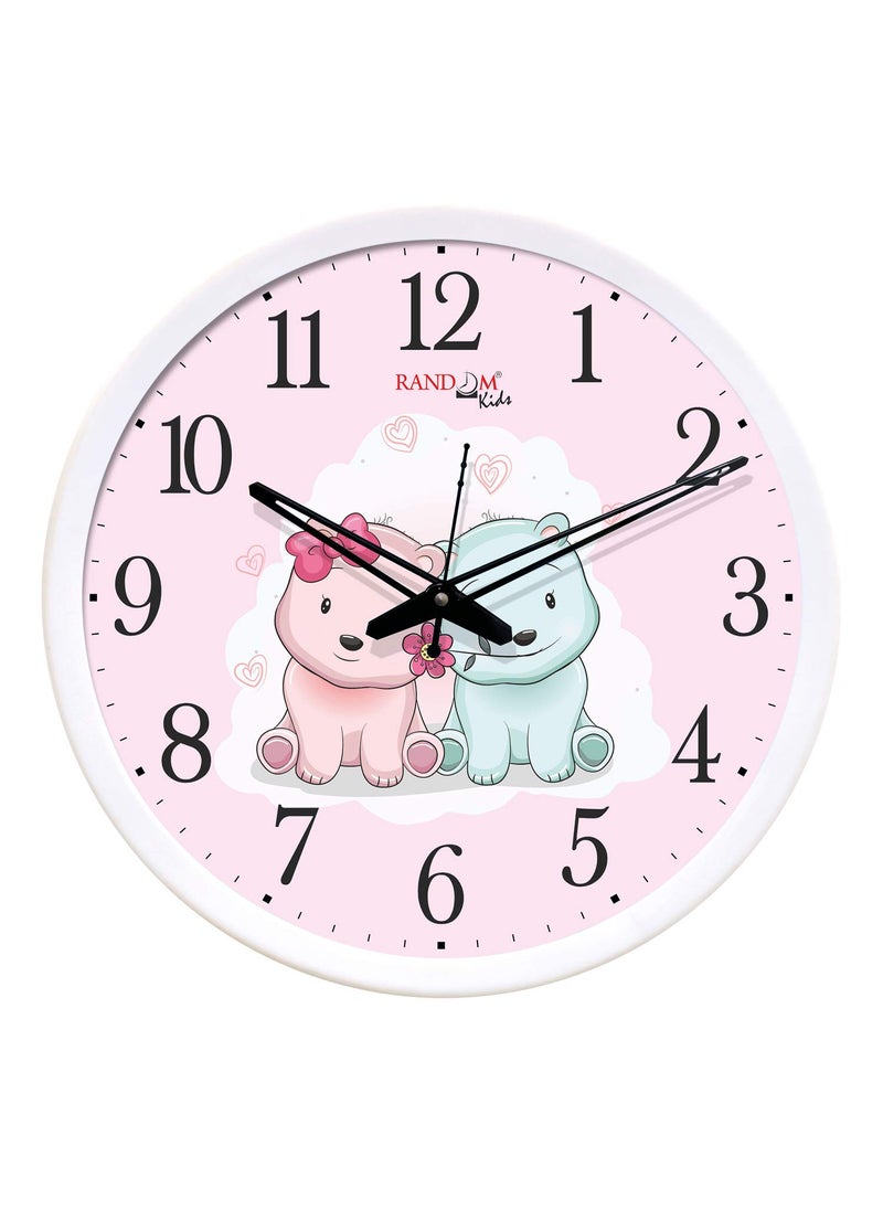 RANDOM 12-inch Pink Plastic & Glass Wall Clock for Home, Living Room, Lobby, Kitchen