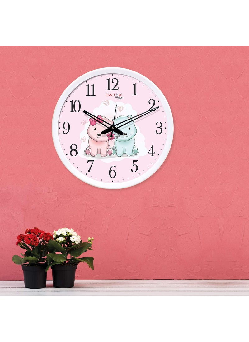 RANDOM 12-inch Pink Plastic & Glass Wall Clock for Home, Living Room, Lobby, Kitchen