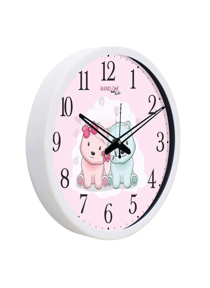 RANDOM 12-inch Pink Plastic & Glass Wall Clock for Home, Living Room, Lobby, Kitchen