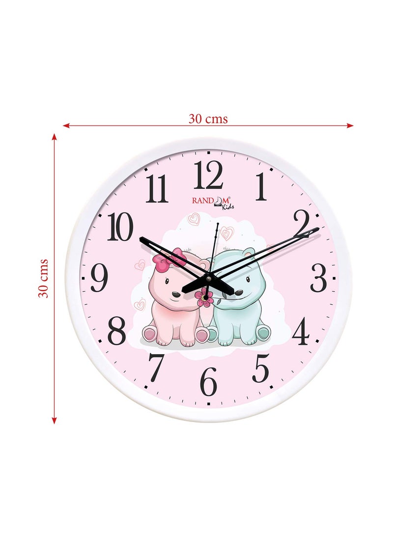 RANDOM 12-inch Pink Plastic & Glass Wall Clock for Home, Living Room, Lobby, Kitchen