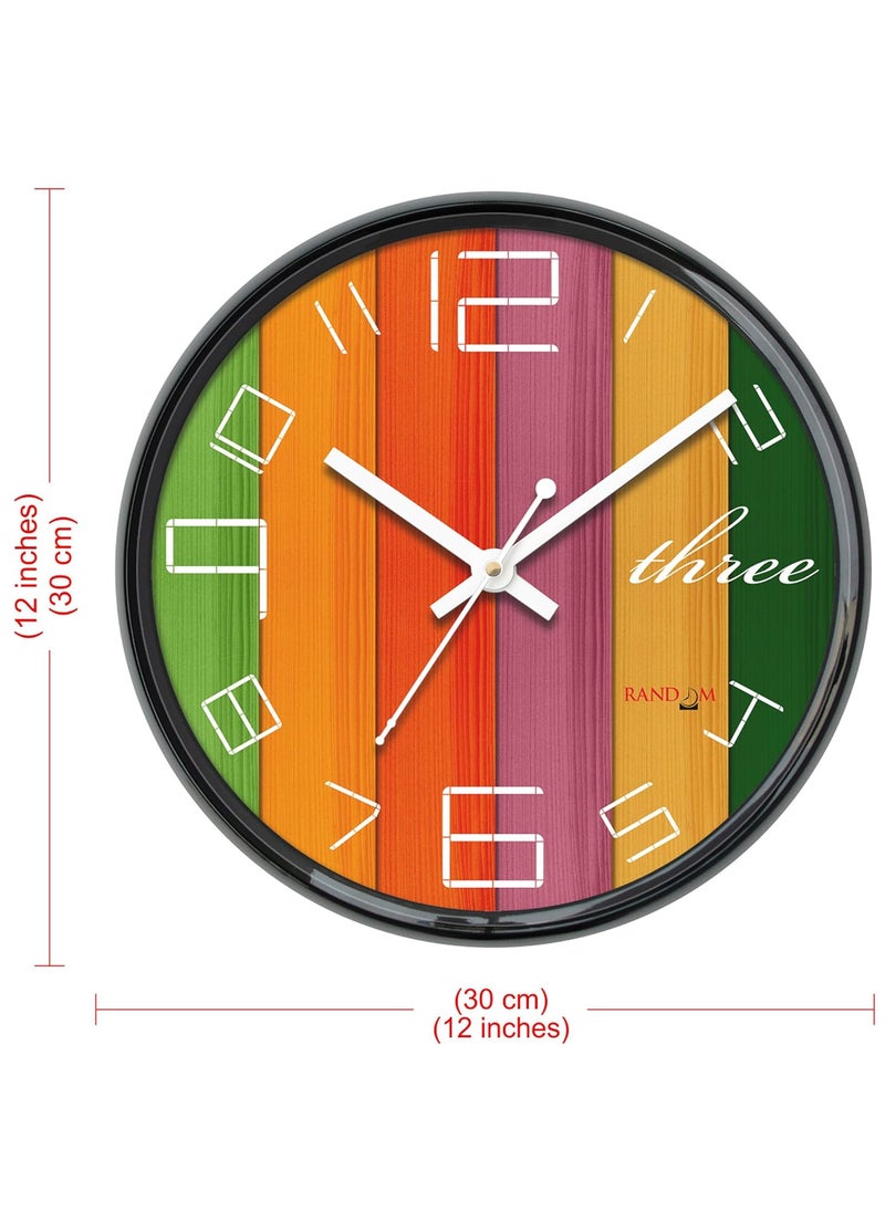 RANDOM 12-inch Plastic & Glass Decorative Wall Clocks for Home,Living Room, Lobby, Kitchen, Plastic Analog Stylish Wall Clock