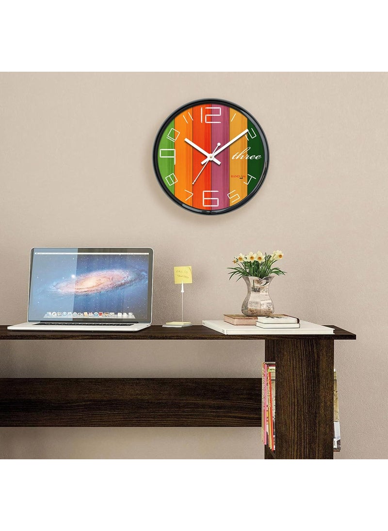 RANDOM 12-inch Plastic & Glass Decorative Wall Clocks for Home,Living Room, Lobby, Kitchen, Plastic Analog Stylish Wall Clock